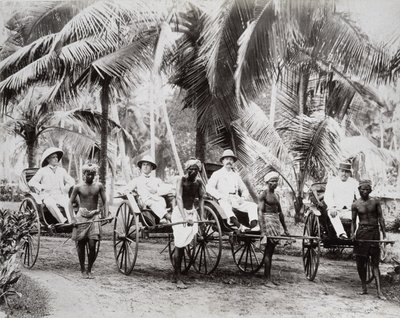 Rickshaw carriers, Ceylon, c.1875 by English Photographer